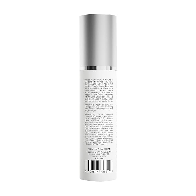 Pneuma Age-Defiance Gel Cleanser with Antioxidant | AHA | Glycolic | Oxygenate, Exfoliate, Protect and Soothes Skin | Gentle Face Cleanser Gel | Green Tea and Aloe