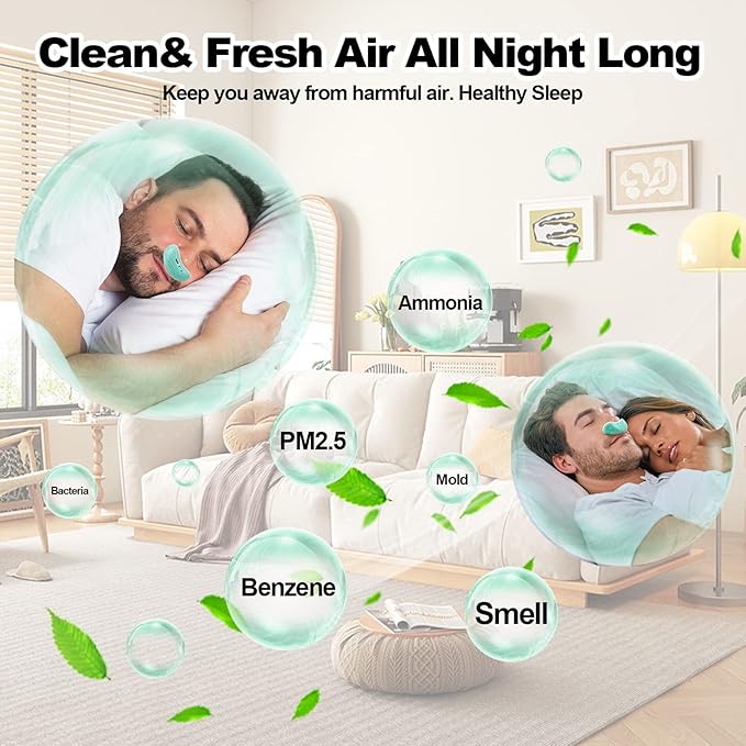 Electric Anti Snoring Devices, Mini Machine, Airing Micro for Travel, Sleep Apnea Devices, Snoring Solution for Men and Women, Suitable for All Nose Shapes (Mint Green)