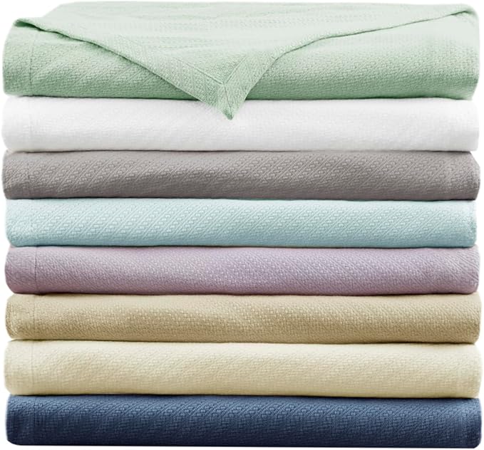 Madison Park Liquid Cotton Luxury Blanket Premium Soft Cozy 100% Ring Spun Cotton For Bed , Couch or Sofa, Full/Queen, Gray