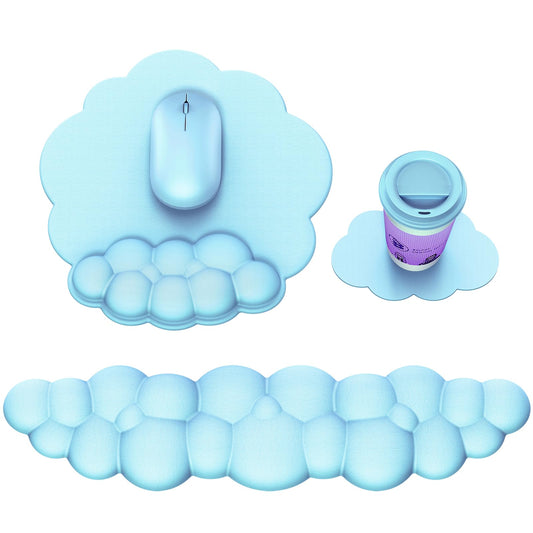 Cloud Mouse Pad with Wrist Rest, Cloud Keyboard Wrist Rest, Mouse Pad Wrist Support, Ergonomic Keyboard Mouse Wrist Support White