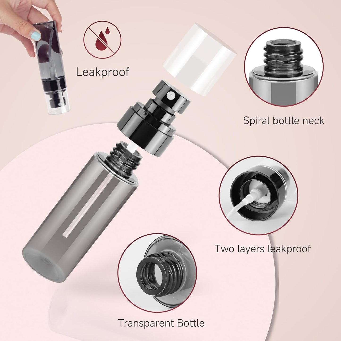 9Pack Small Spray Bottle, 4oz Black Plastic Fine Mist Mini Spray Bottles, Empty Refillable Travel Bottles for Hair, Cleaning, Salons, Planting, Skin Care