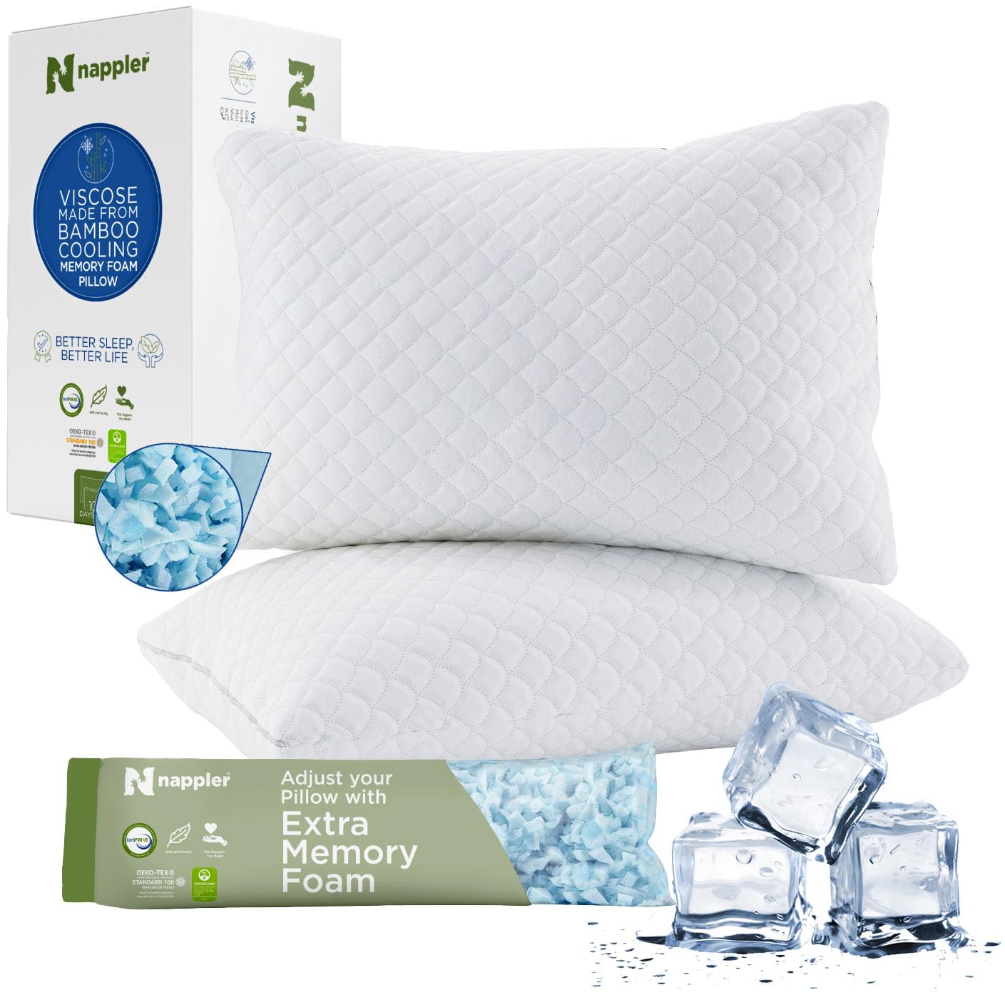 Small Shredded Memory Foam Pillow for Travel and Camping - Compressible Medium Firm Bed Pillow, Contoured Support, Breathable Cover, Machine Washable, Ideal Backpacking, Airplane and Car
