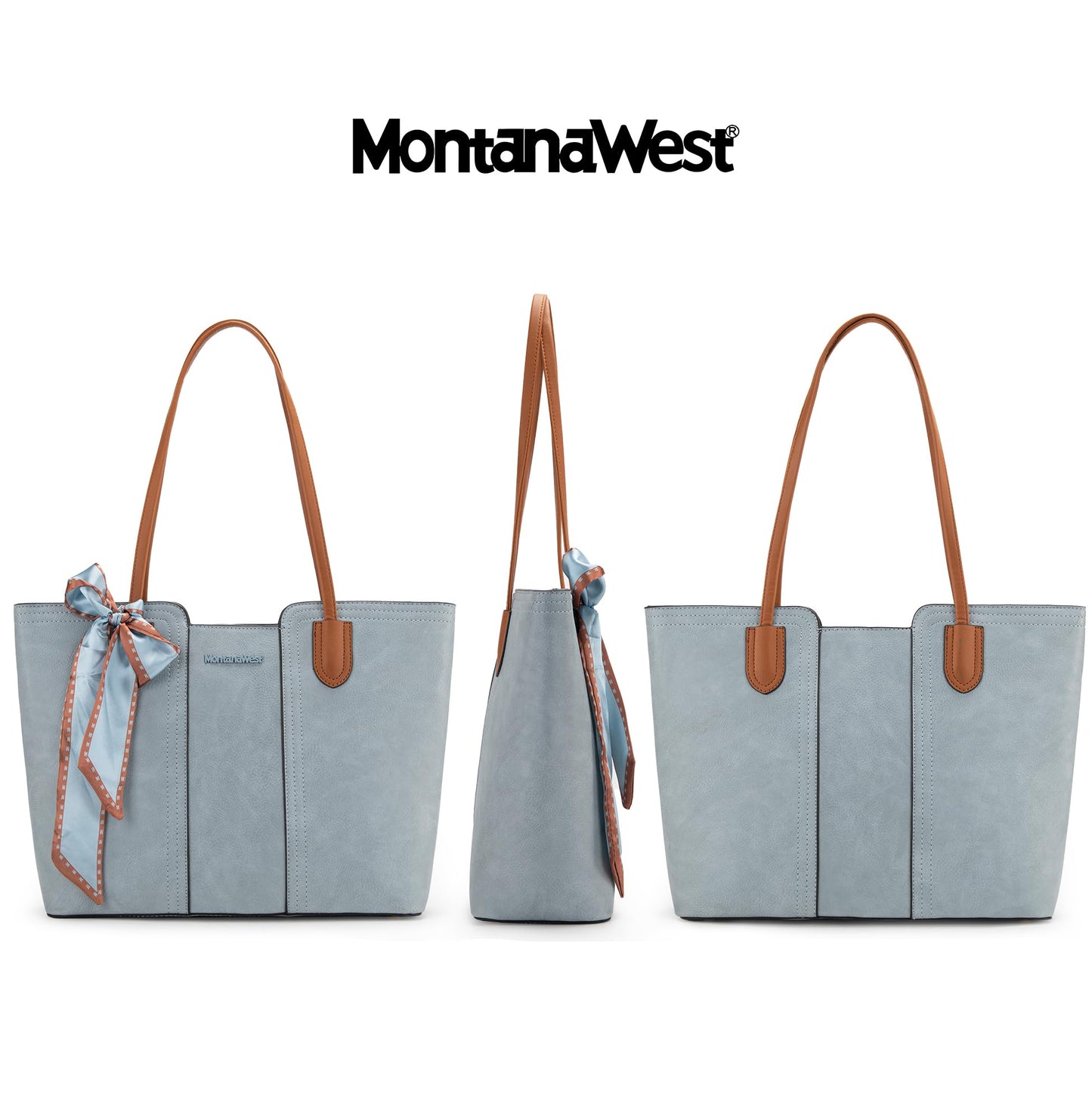 Montana West Tote Bags for Women Medium Top Handle Satchel Purses Large Shoulder Handbag Hobo Bags Blue MWC-323BL