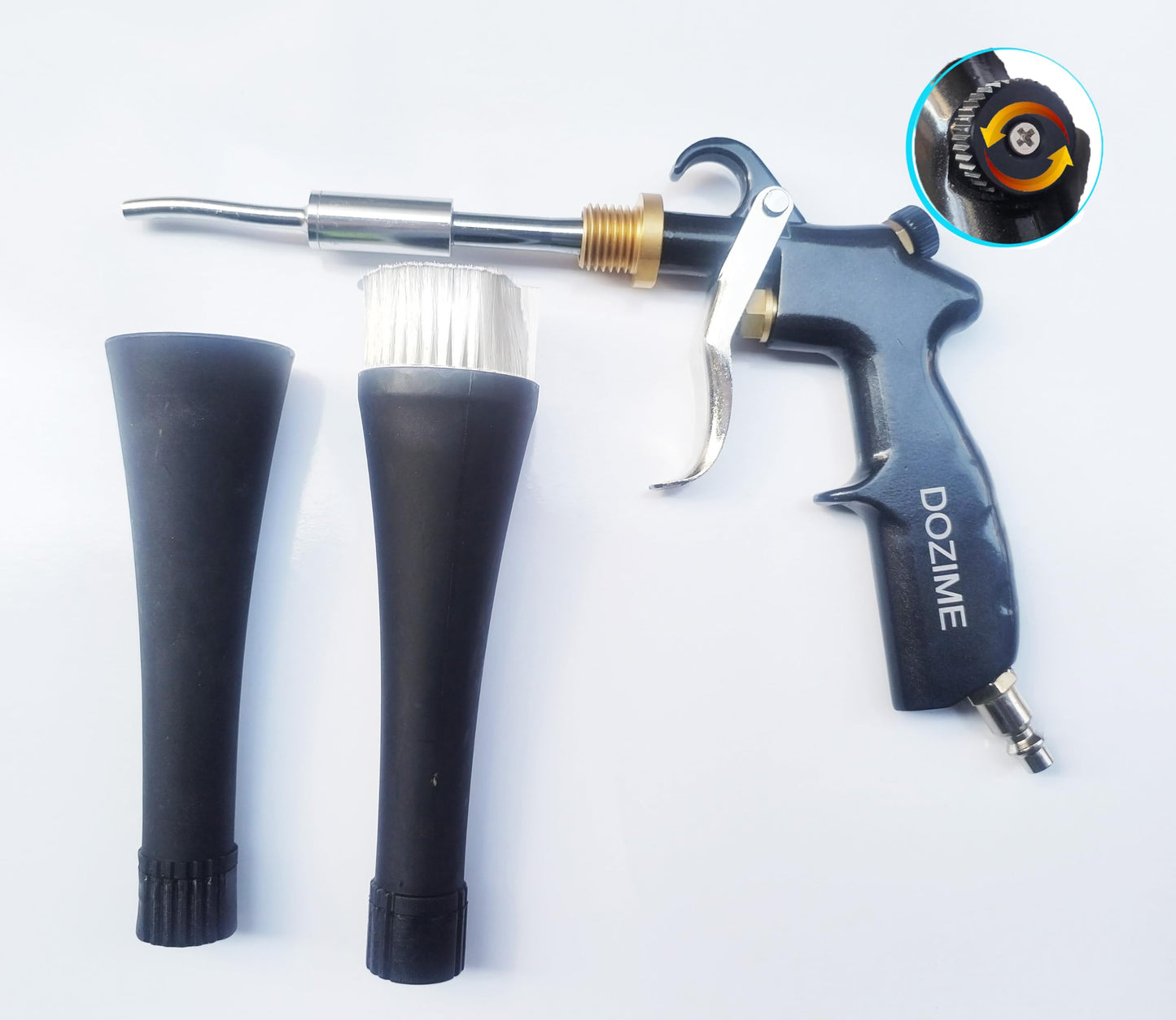 DOZIME Air Blow Gun &vacunm Gun with Brass Adjustable Air Flow Nozzle,Cleaning Gun Quickly Blasts Dirt and Dust from Surface Works with Air Compressor(Powerful Aluminium Rotate Tube)
