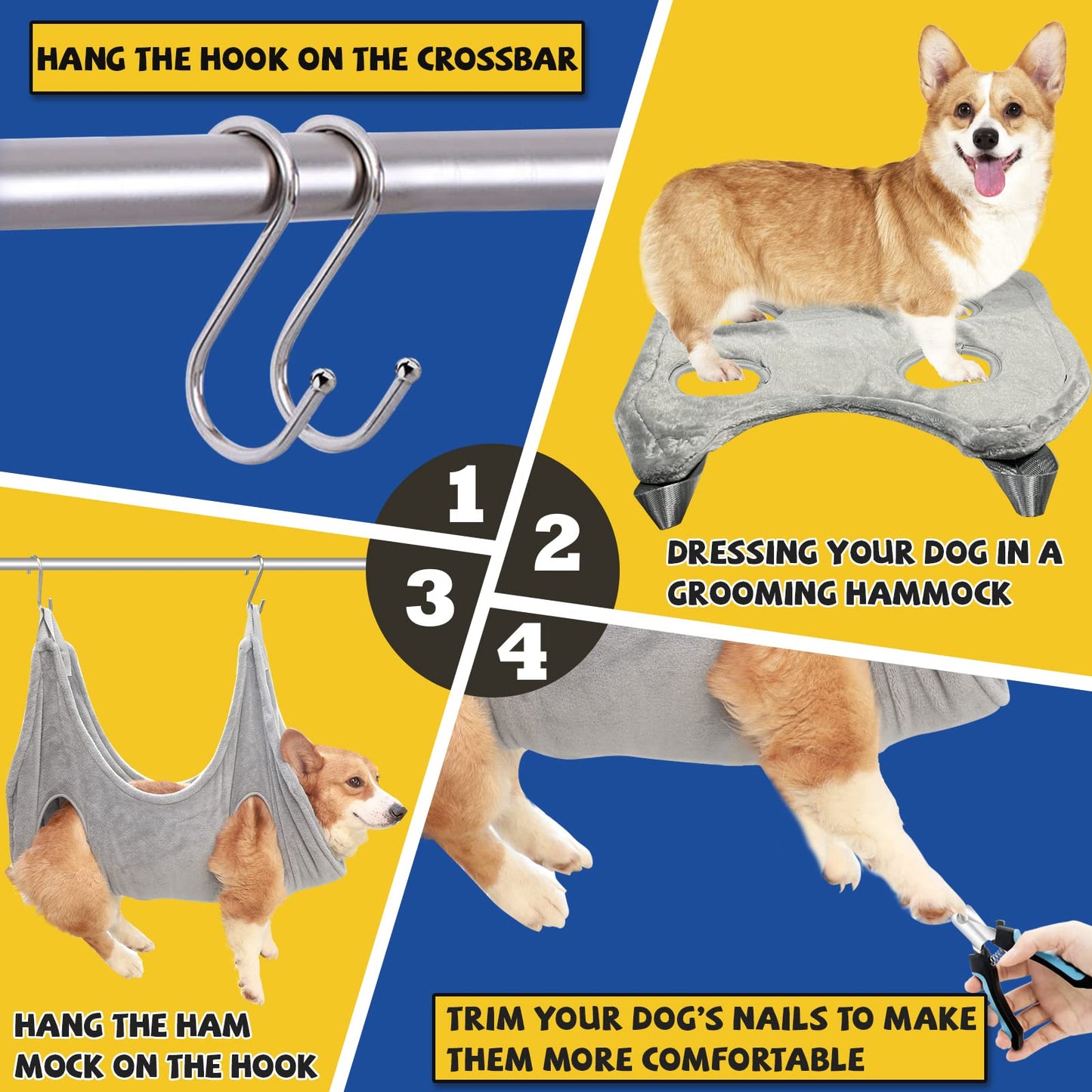 MAIYOUWENG Dog Grooming Hammock,Dog Grooming Supplies,Dog Hammock,Dog Grooming Harness,Pet Grooming Hammock,Grooming Table,Dog Nail Clipper,Dogs Cats Grooming,Claw Care (XS)