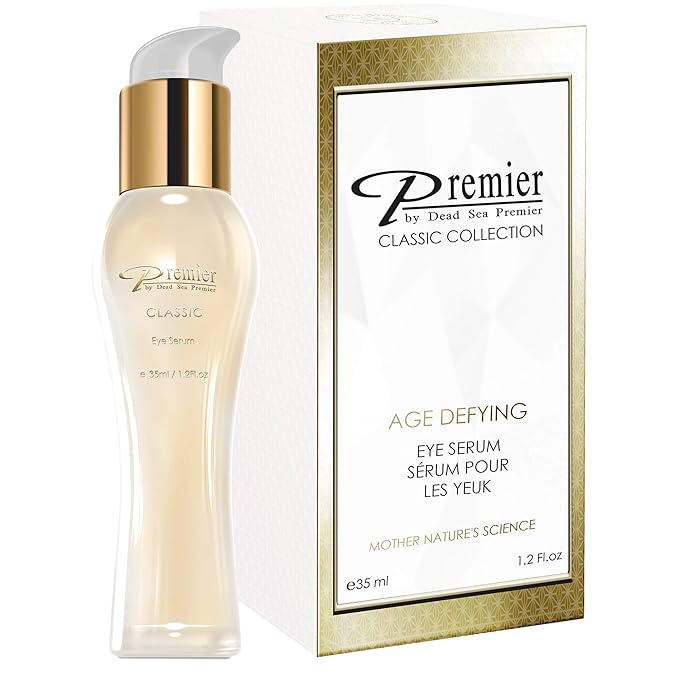 Premier Dead Sea Classic Eye Serum, Hypoallergenic, Age defying, Helps minimize wrinkles, Dark circles, Sagging skin, Reduce bags, with vitamins A & E 1.2 fl.oz