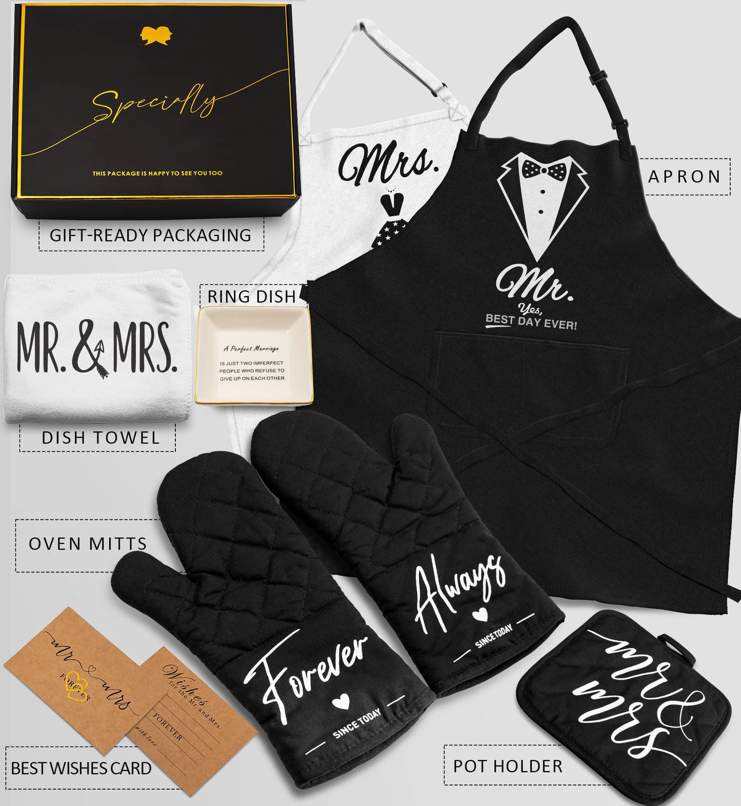 Wedding Gifts Engagement Gifts for Couples Mr and Mrs Aprons for Couples Gifts