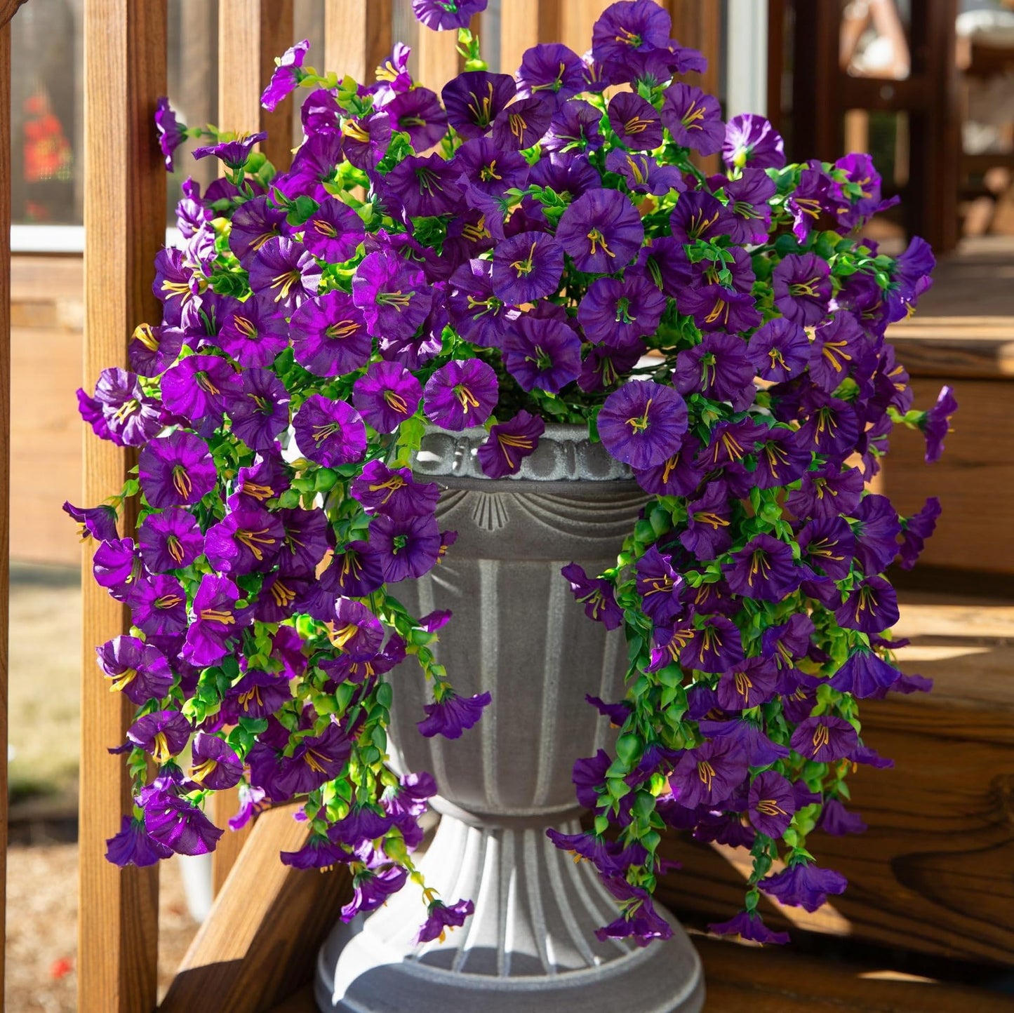 6 Pieces of Hanging Morning Glory Artificial Flowers, Upgraded Uv Resistant Artificial Hanging Flowers, Suitable for Decoration Such As Weddings, Gatherings, Courtyards, Porches, Balconies, Etc