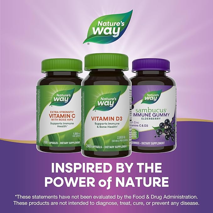 Nature's Way Vitamin D3 Extra Strength, Supports Bone Health and Immune Function*, 2000 IU (50 mcg per Serving), 240 Softgels (Packaging May Vary)