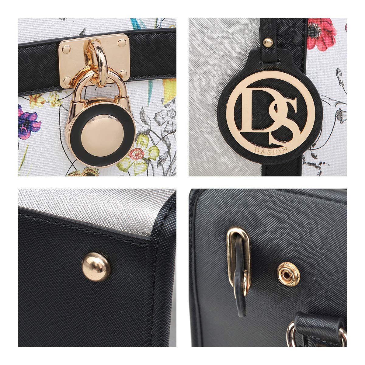 Dasein Two Tone Satchel Handbags Purses for Women Vegan Leather Shoulder Bags Large Tote Bag with Matching Wallet