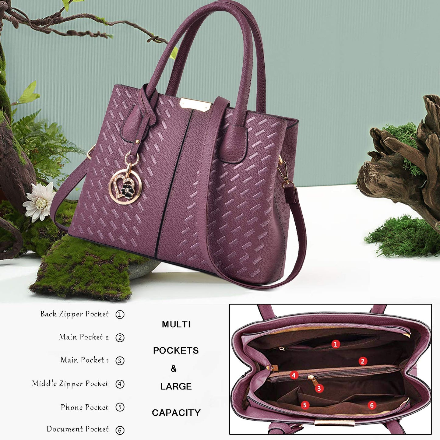 COCIFER Purses and Handbags for Women Fashion Leather Top Handle Satchel Shoulder Tote Bags