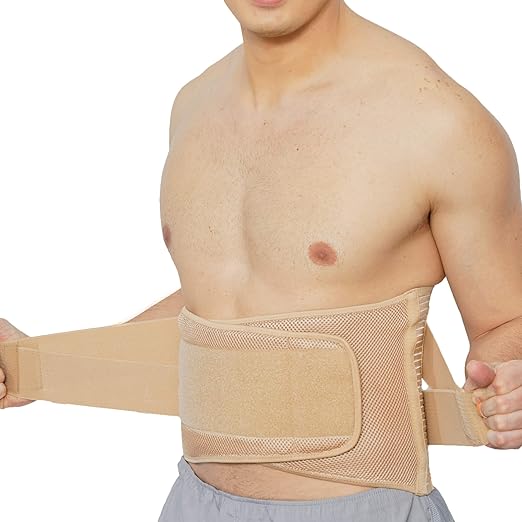 NeoTech Care Adjustable Compression Wide Back Brace Lumbar Support Belt (Charcoal, Size XXXL)