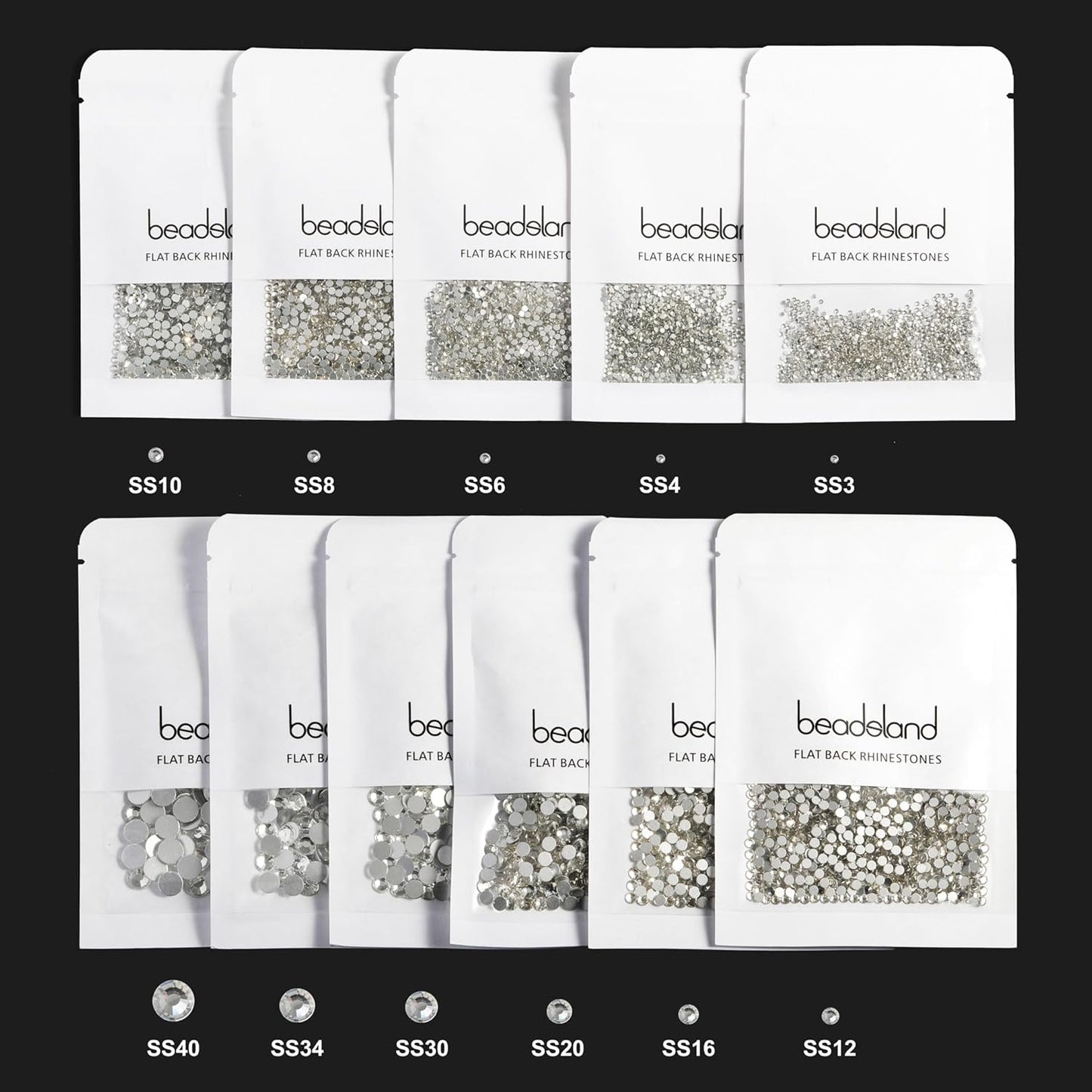 Beadsland 1440pcs Flat Back Crystal Rhinestones Round Gems for Nail Art and Craft Glue Fix, Fuchsia,SS8,2.3-2.5mm