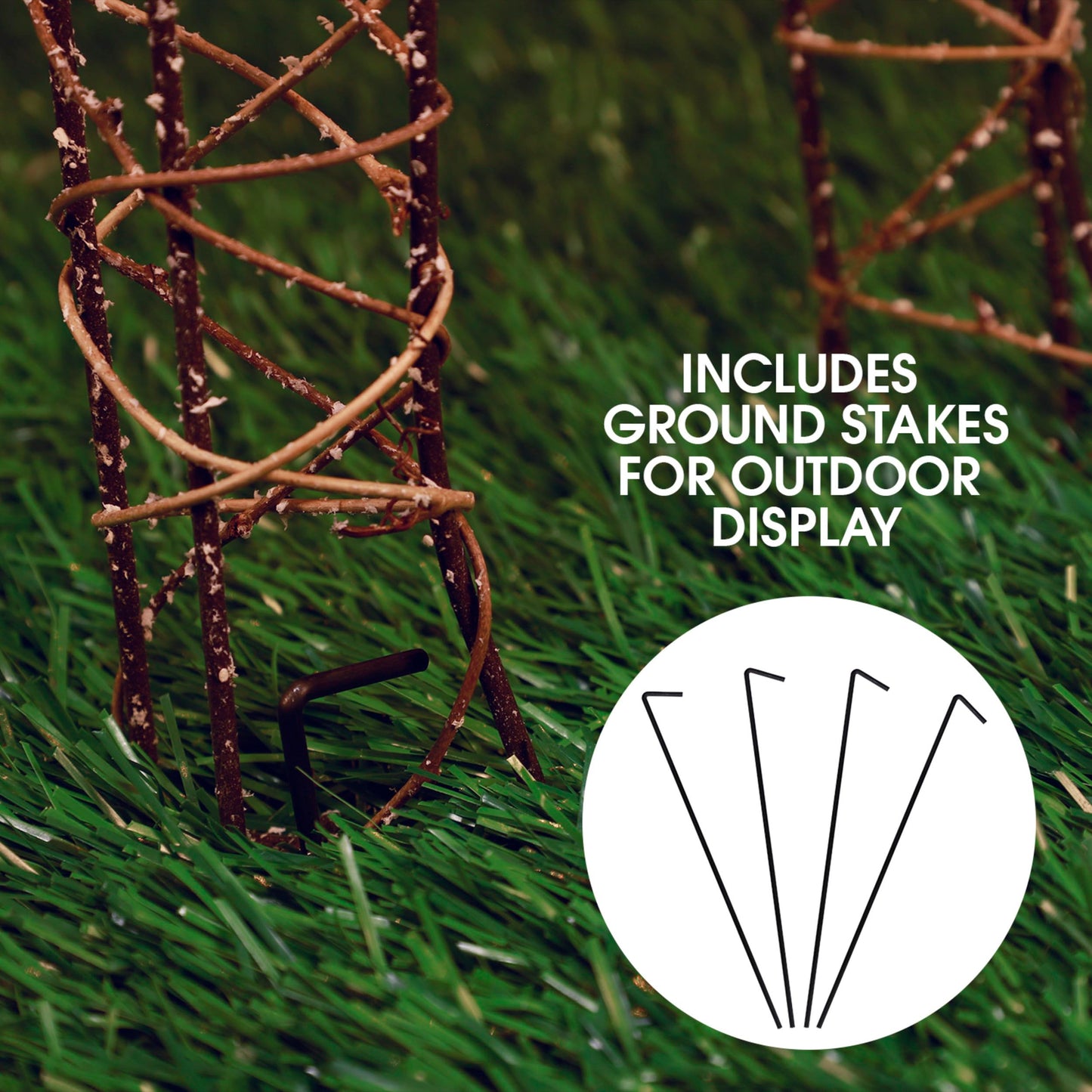 Alpine Corporation 24"H Outdoor Rattan Grazing Reindeer Lawn Decoration with White Lights , Christmas Decoration