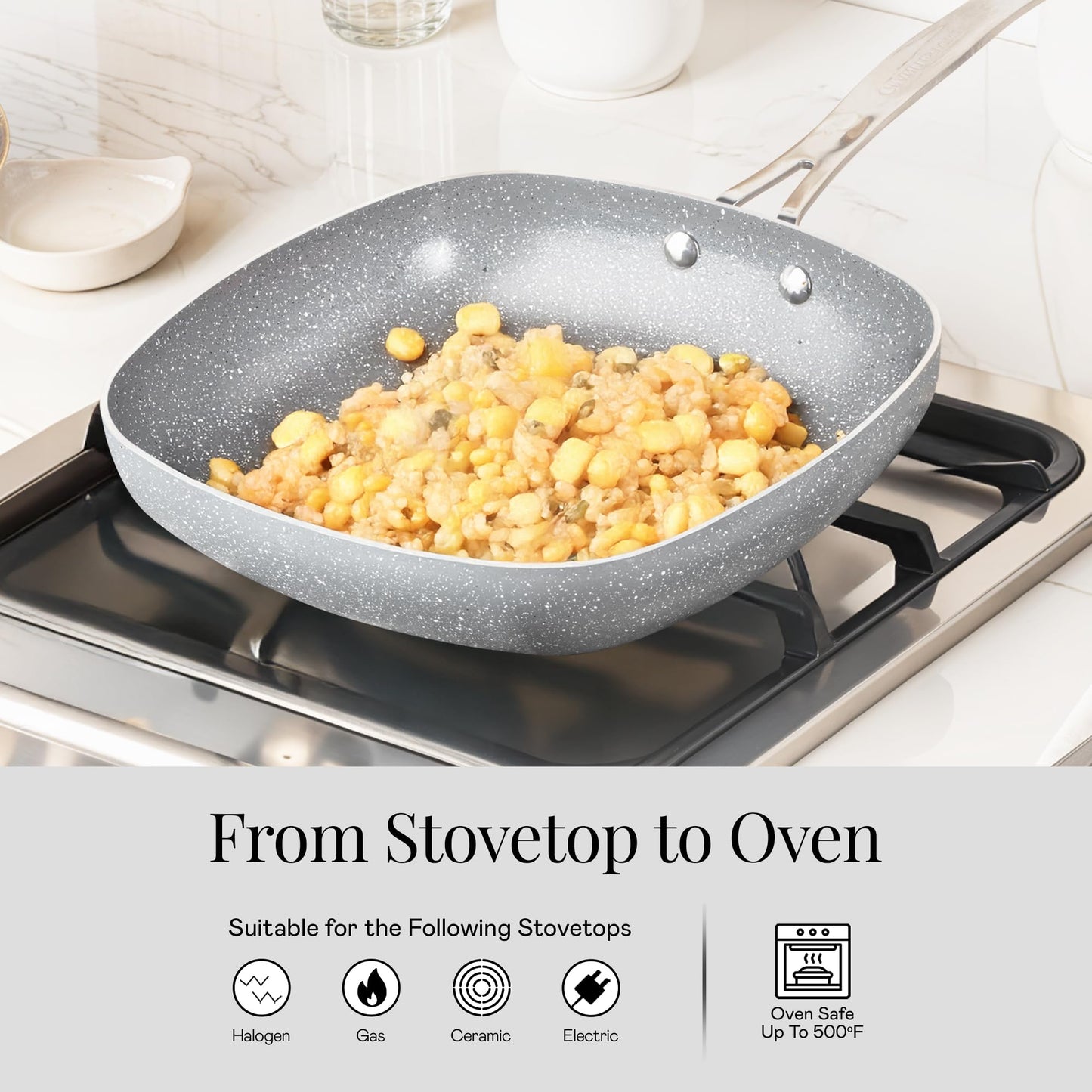 Granitestone 20 Pc Ceramic Cookware Set Nonstick, Premium Pots and Pans Set Non Stick for Kitchen with Bakeware and Cooking Utensils, Non Toxic Made Without PFOA PFOS, Oven & Dishwasher Safe