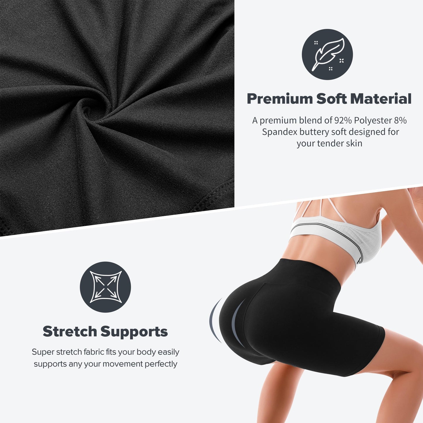 SINOPHANT High Waisted Women Biker Shorts - 6” Buttery Soft Elastic Tummy Control Shorts for Gym, Yoga, Workout(S-M,Leopard)