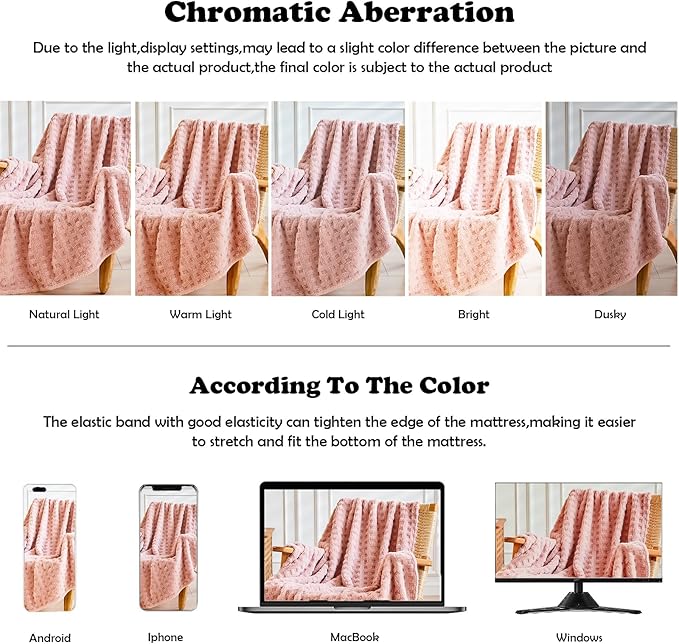 NEWCOSPLAY Super Soft Queen Blanket Pink Premium Silky Flannel Fleece 3D Waffle Checkered Lightweight Bed Blanket All Season Use (Pink, Queen(90"x90"))