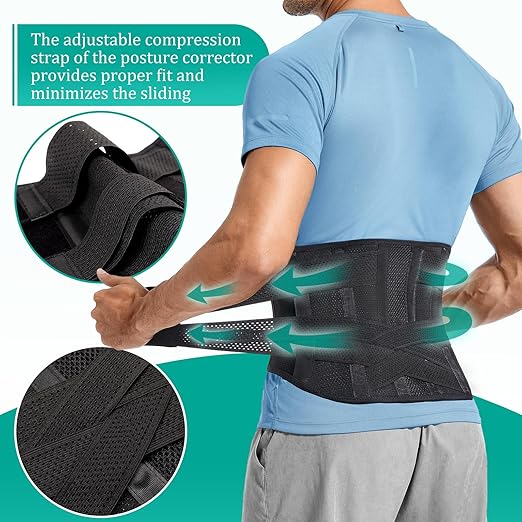 Adjustable Back Brace for Lower Back Pain & Sciatica Relief - Unisex Lumbar Support Belt for Herniated Disc, Posture Correction, Breathable Design for Work, Sports (B92,Small)