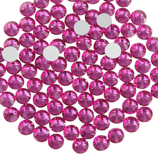 Beadsland 1440pcs Flat Back Crystal Rhinestones Round Gems for Nail Art and Craft Glue Fix, Fuchsia,SS6,1.9-2.1mm