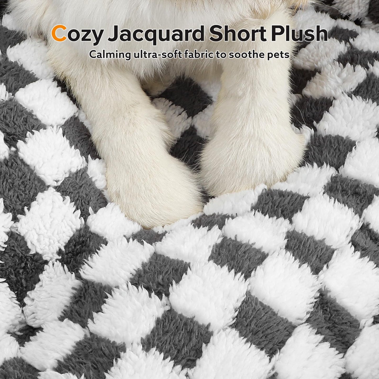 JOEJOY Dog Bed for Large Medium Small Dogs - Rectangle Orthopedic Dog Sofa Bed, Cute Modern Puppy Bed with Jacquard Shaggy Plush & Anti Slip Bottom, 30x24x9inches, Grey