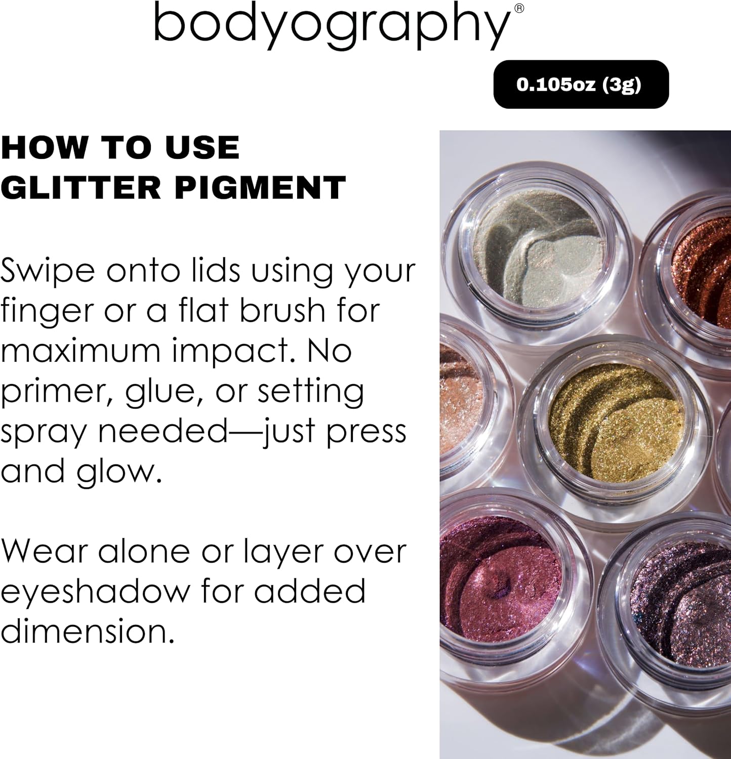 Bodyography Glitter Pigment - Off the Hook Taupe for Women - 0.105 oz Eye Shadow