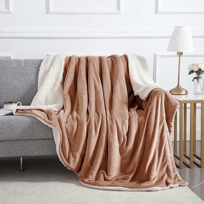 IR Imperial Rooms Sherpa Fleece Throw Blanket Twin Size for Couch - Soft and Fuzzy Blankets & Throws for Winters, Thick and Warm Fluffy Twin Blanket for Bed, Camel, 60x80 Inches
