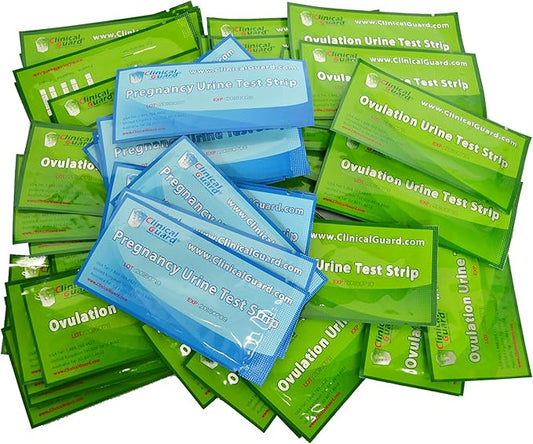 Clinical Guard 25 Ovulation Test Strips and 5 Pregnancy Test Strip Fertility Kit and Early Pregnancy Detection OPK LH HCG Combo Pack