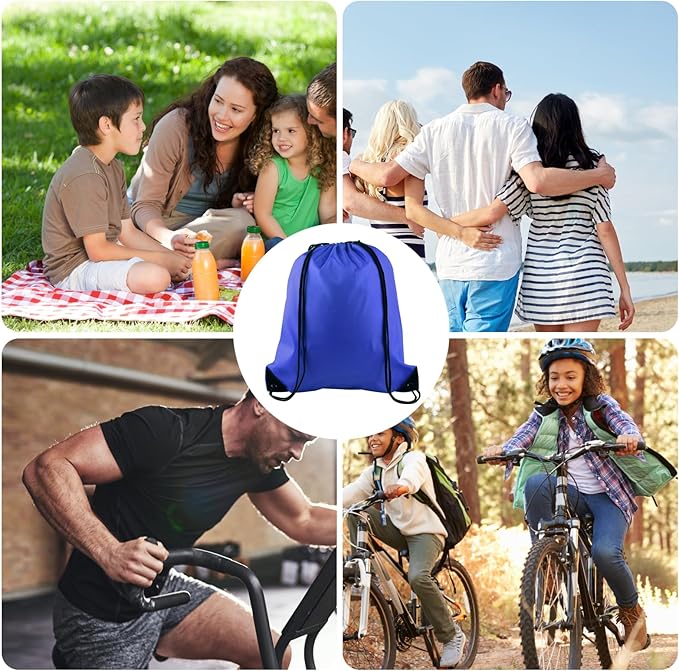 KUUQA 60Pcs Blue Drawstring Backpack Bag Sack Drawstring Bags Bulk String Bags Storage Bags for Sport Gym Traveling