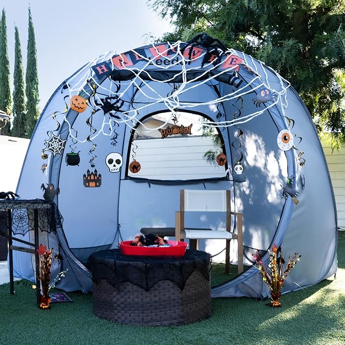 LEEDOR Pop Up Screen House Tent, UPF 50+ and Windproof Dome Outdoor Canopy Tent with Roll Up Zipped Door Privacy Gazebo, Compact and Lightweight for Party Camping Fishing Picnic, Grey