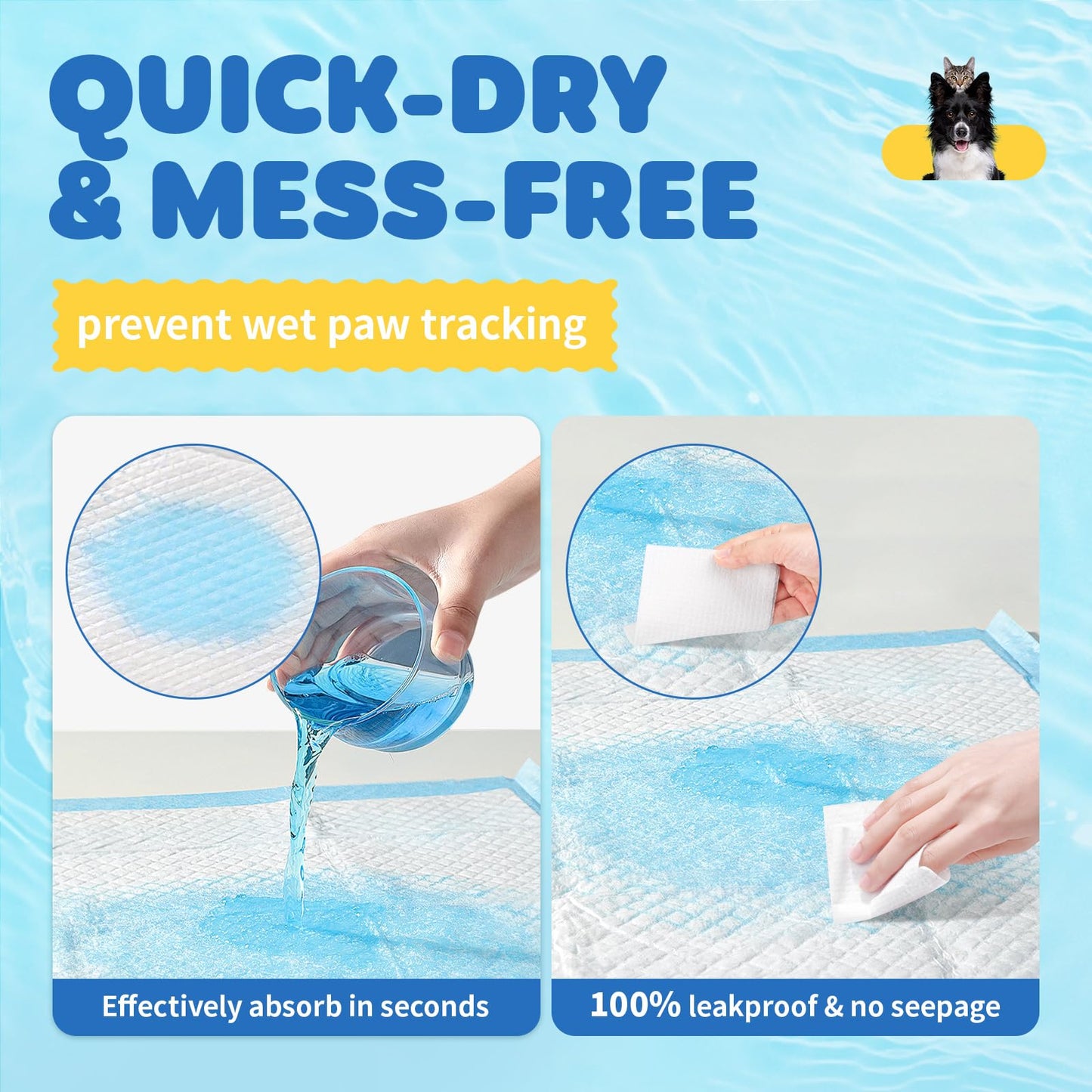 100-Pack X-Large Puppy Pads - 34'' x 28'' Pee Pads for Dogs Potty Training with Leak-Proof Quick-Dry Design, 6-Layer Dog Pads Extra Large, Blue