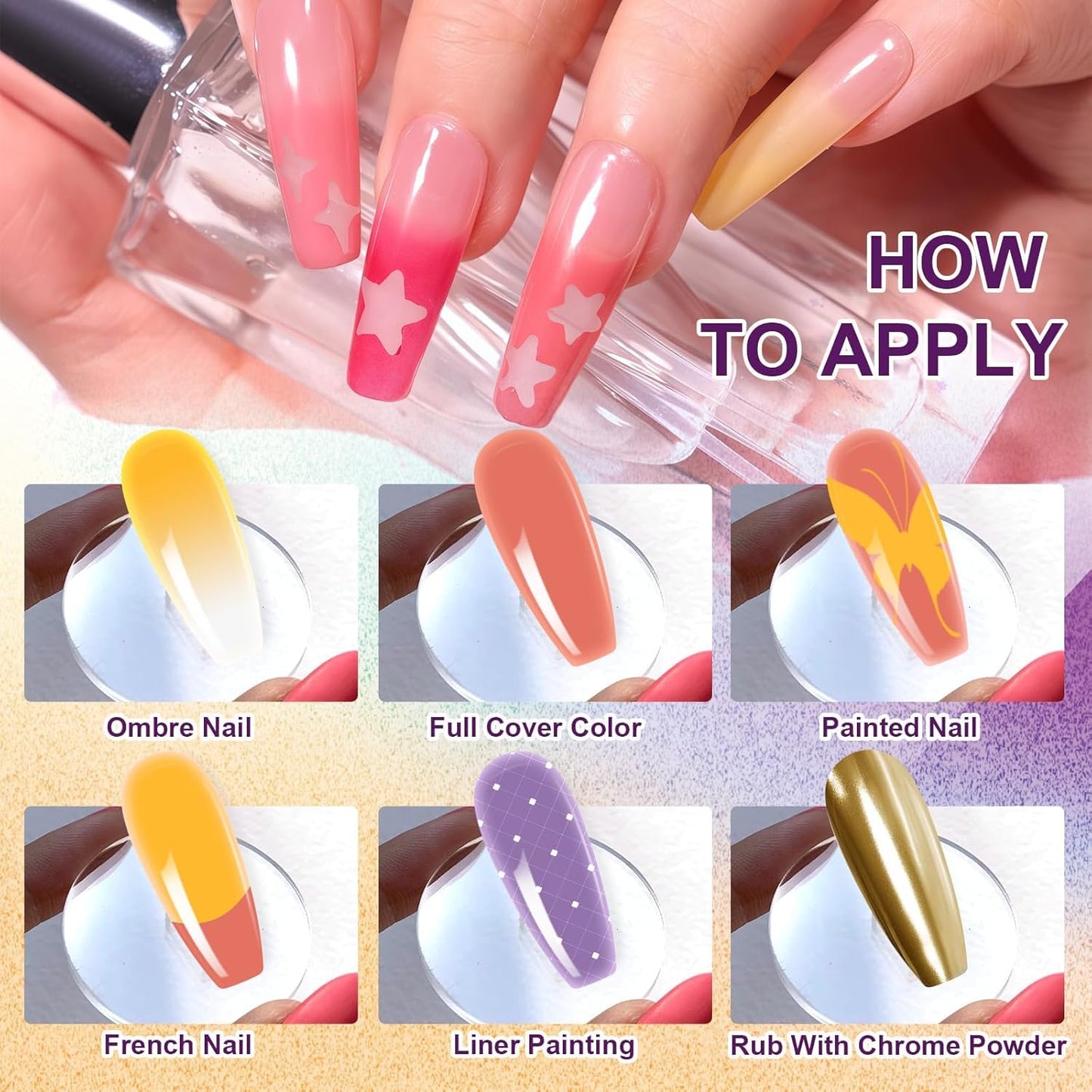 Gradient Painting Gel, 9 Colors Ombre Gel Nail Polish with Dark Red Light Blue Black&White Sponging for Pigment Pat Aura Nails French Manicure Soak Off UV Victorian Oddity