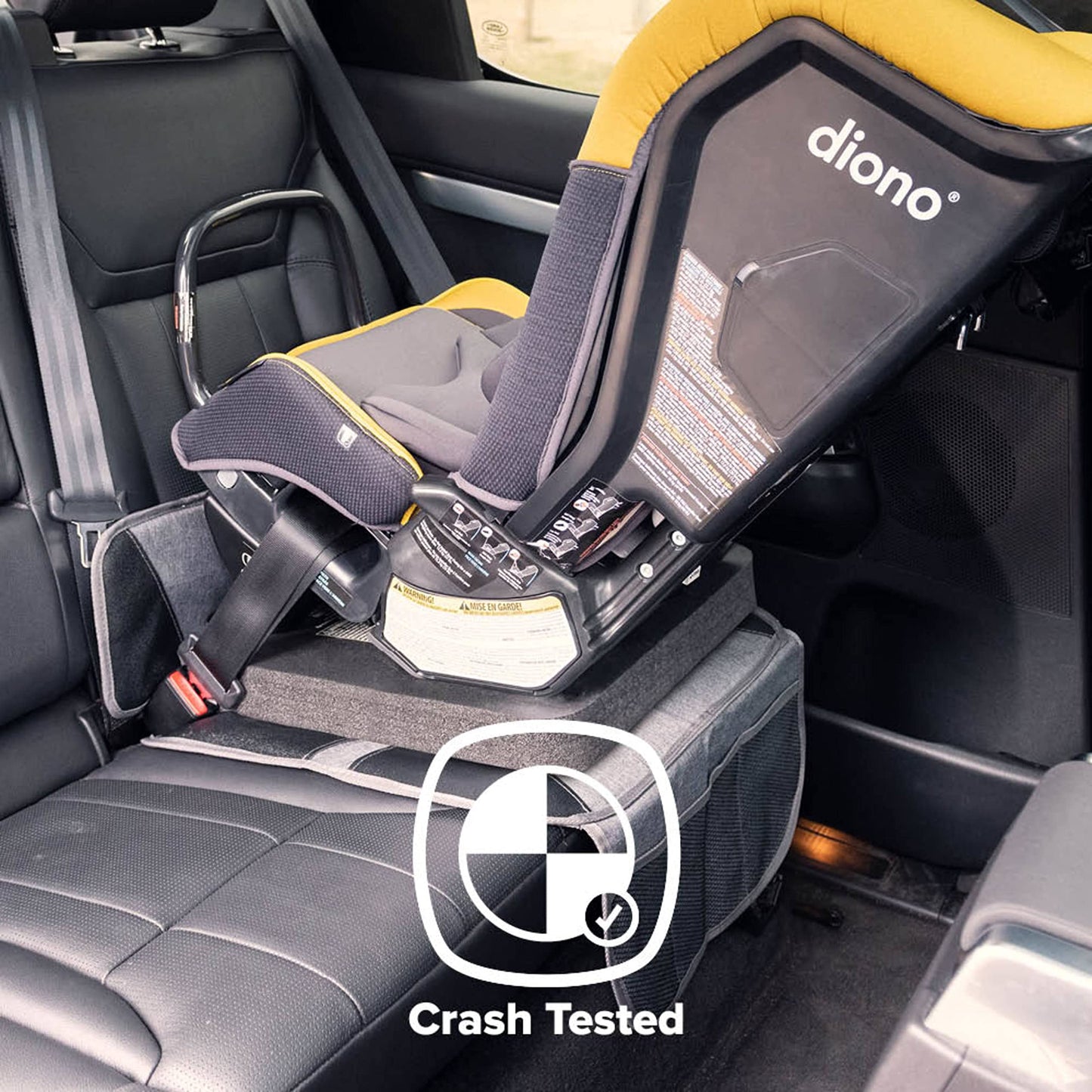 Diono Super Mat Car Seat Protector For Infant Car Seat, Booster Seat and Pets, Crash Tested, Thick Padding, Non Slip Backing, Durable, Water Resistant Protection, 3 Handy Mesh Storage Pockets, Gray