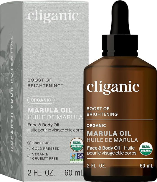 Cliganic Organic Marula Oil, 2oz - 100% Pure - For Face & Hair | Natural Cold Pressed Unrefined (Packaging May Vary)