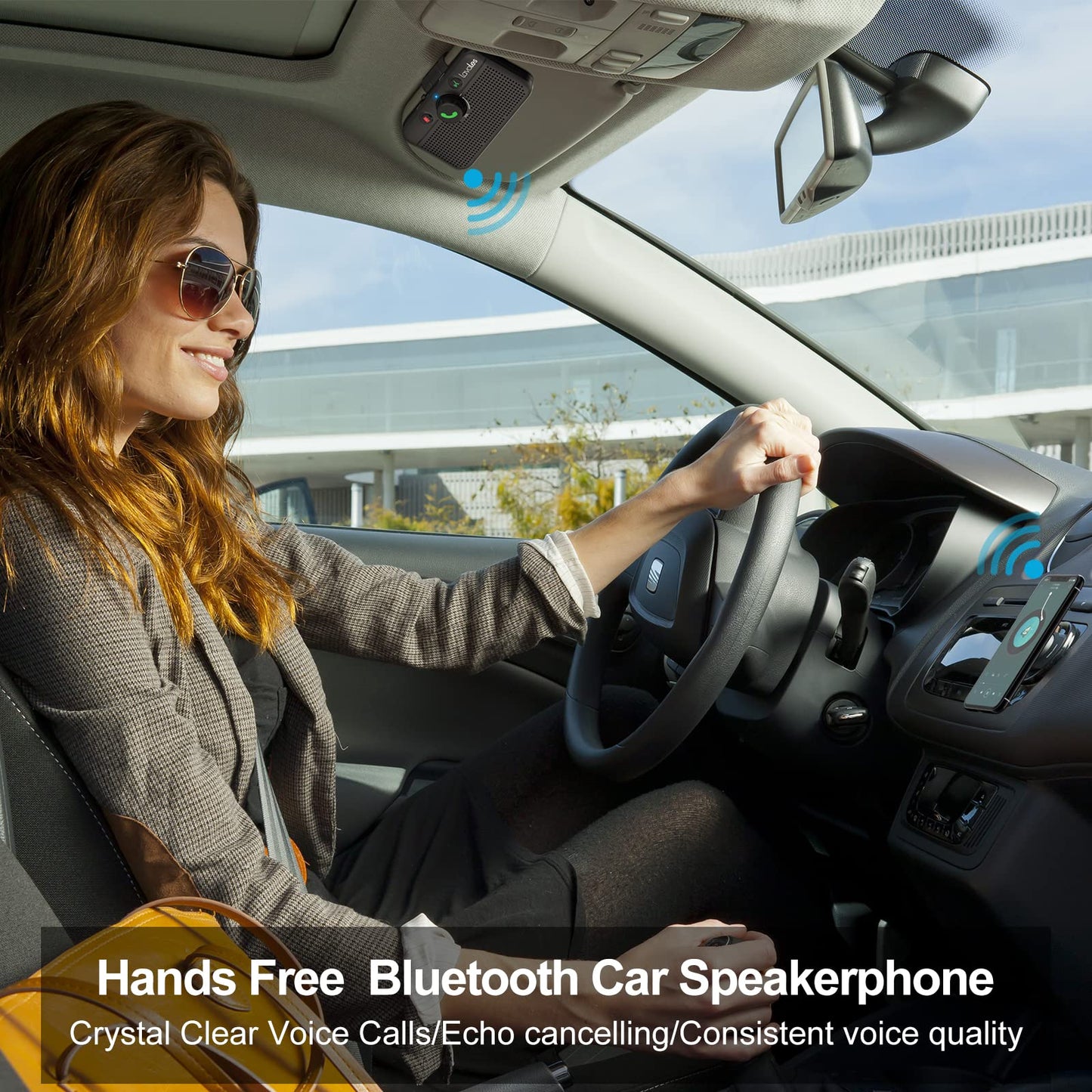 Lavales Bluetooth 5.3 Speaker, Handsfree Bluetooth Speaker Kit, Support Siri & Google Voice Assistant, Car Phone Speakerphone with Visor Clip