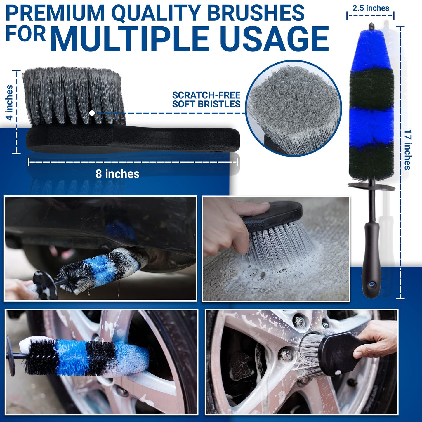 Cuoreca 31pcs Car Detailing Kit Interior and Exterior Cleaner, Car Cleaning Kit with Professional Car Detailing Brush Set, Car Wash Kit and Auto Detailing Kit. Reusable, Perfect for Cars and Bikes