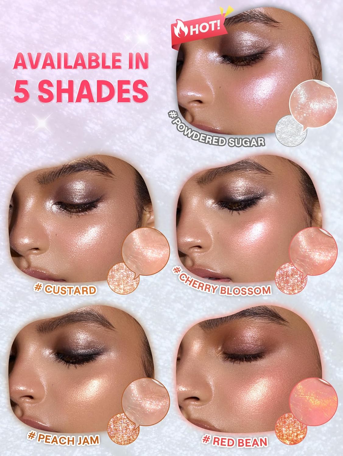 SHEGLAM Glowchi Bouncy Highlighter Mochi-like Formula Highlighter Long-lasting Shimmer Makeup-Custard