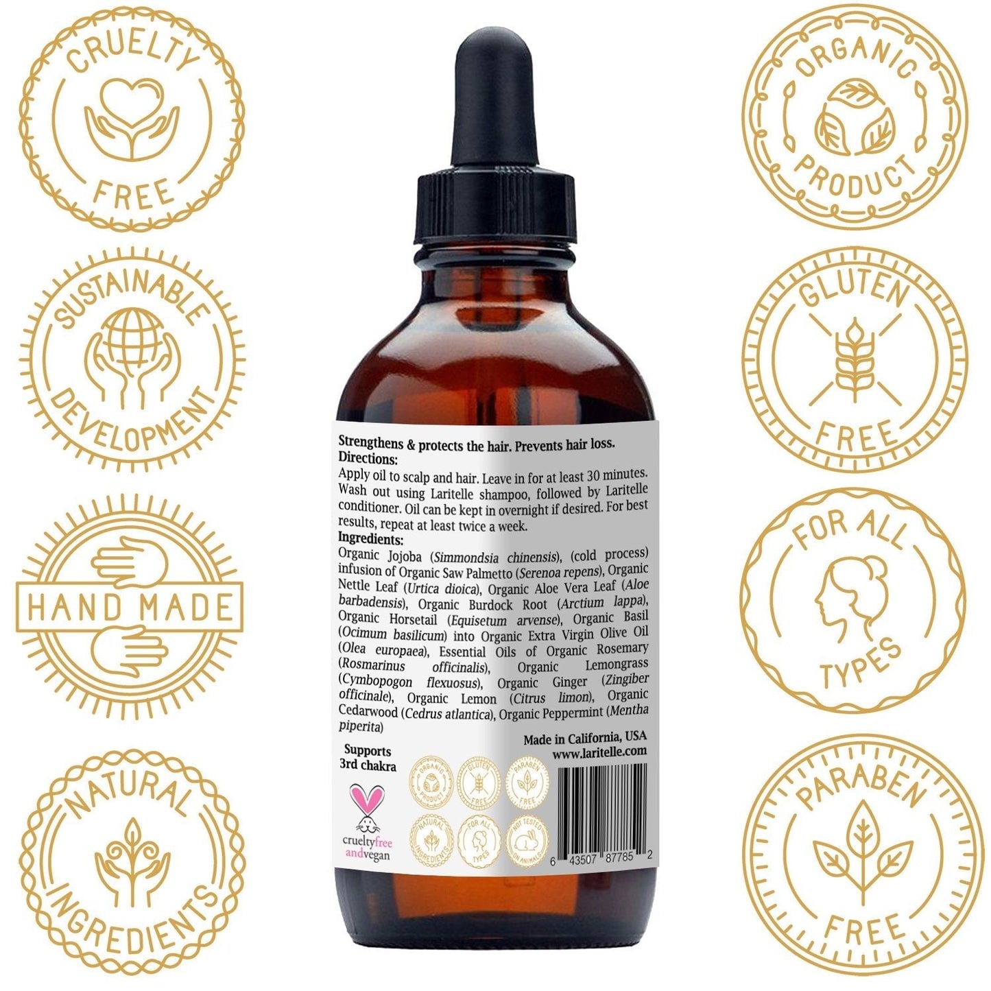 Organic Hair Loss Prevention for Men & Women 4 oz | Prevents Hair Shedding, Promotes New Healthy Hair Growth & Scalp Health | Rosemary, Lemongrass, Ginger & Cedarwood | GMO-free. Vegan