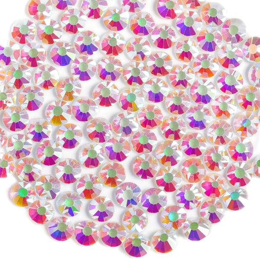 beadsland 144pcs Flat Back Crystal Rhinestones Round Gems for Nail Art and Craft Glue Fix, Transparent AB, 10mm, SS50/144pcs