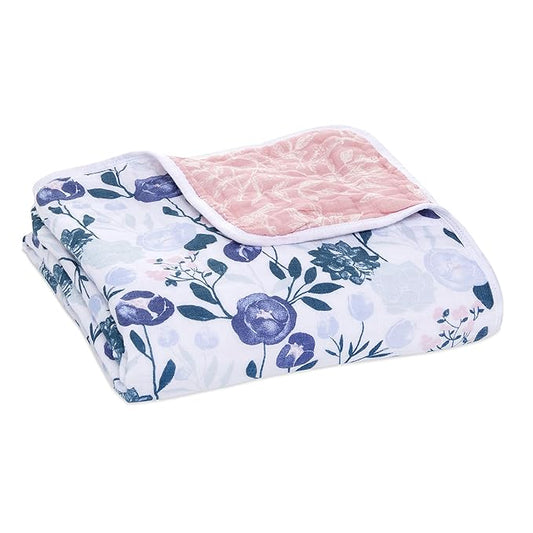 Aden + Anais Essentials Dream Blanket, Muslin Baby Blankets for Girls & Boys, Ideal Lightweight Newborn Nursery & Crib Blanket, Unisex Toddler & Infant Bedding, Shower & Registry Gift, Flowers Bloom