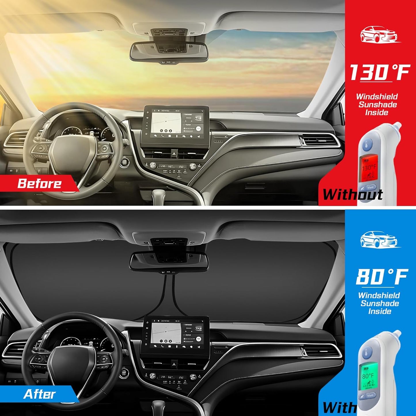 ARISMOTOR Windshield Sun Shade for H-yundai Sonata 2020-2026/Kia K5 2021-2026, Custom Fit Foldable Front Window Sunshade Sun Visor Protector, Block UV Rays Keep Your Car Cooler