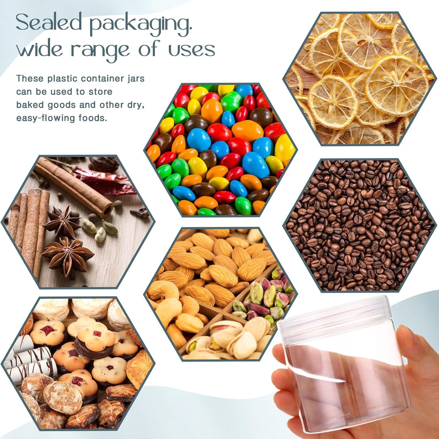 SATINIOR 100 Pcs Plastic Jars with Lids Small Containers Lids Wide Mouth Small Plastic Containers for Lotion Cream Rhinestones Body Butters Travel Storage(10 oz,White)