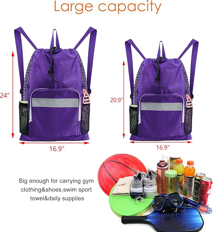 BeeGreen Drawstring Backpack for Men Women Athletic Gym Sports Workout Beach Swim …