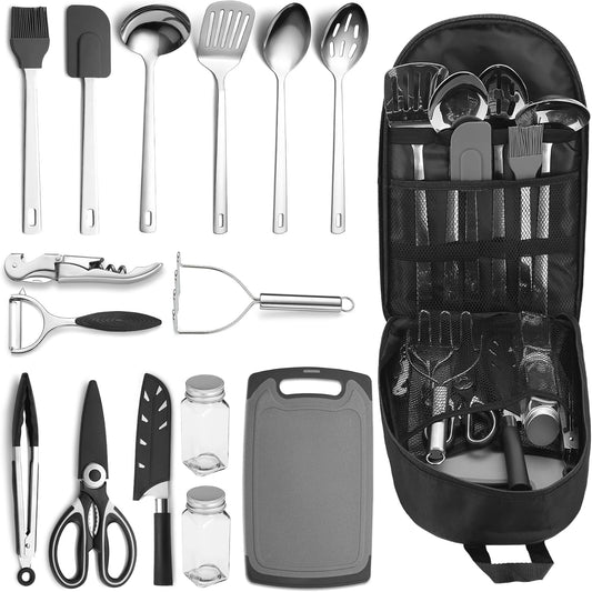 Camping Essentials Accessories Camping Gear Must Haves, Cooking Utensils Set Rv Camping Kitchen Backpacking Supplies Camper Gadgets Outdoor Hiking Travel Picnic Gifts