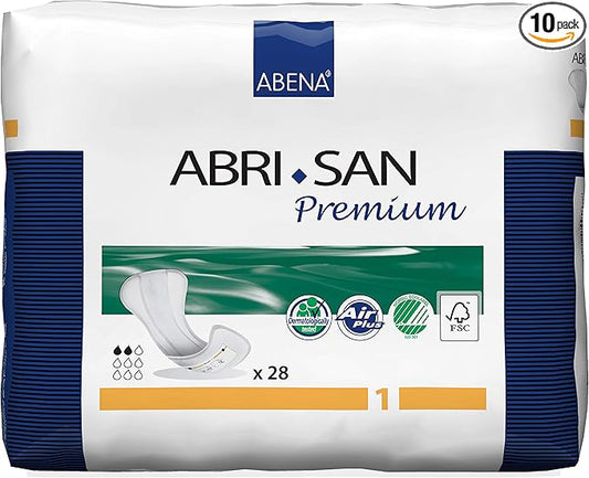 Abena Abri-San Premium Incontinence Pads, Light Absorbency, (Sizes 1 To 3A) Size 1, 280 Count