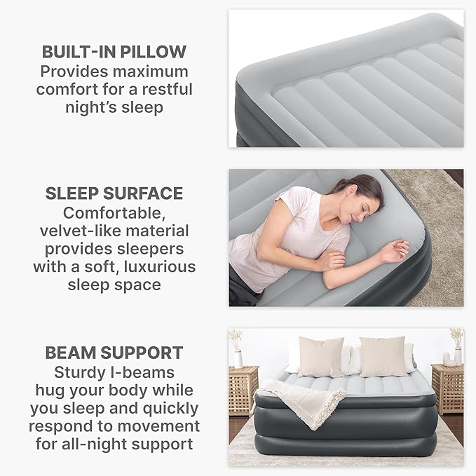 SleepLux Durable Inflatable Air Mattress with Built-in Pump, Pillow and USB Charger