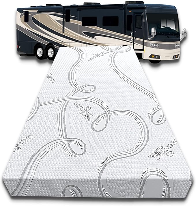 FoamRush 6-Inch Bunk (28" x 75") High Density Foam RV Mattress Replacement with Cotton Cover, Medium Firm, Pressure Relief, Travel Camper Trailer Truck, Made in USA, CertiPUR-US Certified