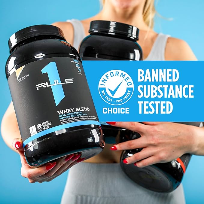 Rule One Proteins, R1 Whey Blend - 24g Fast-Acting Whey Protein Concentrates, Isolates, and Hydrolysates Per Serving, with Naturally Occurring EAAs and BCAAs (2 Pounds*, Fruity Cereal)