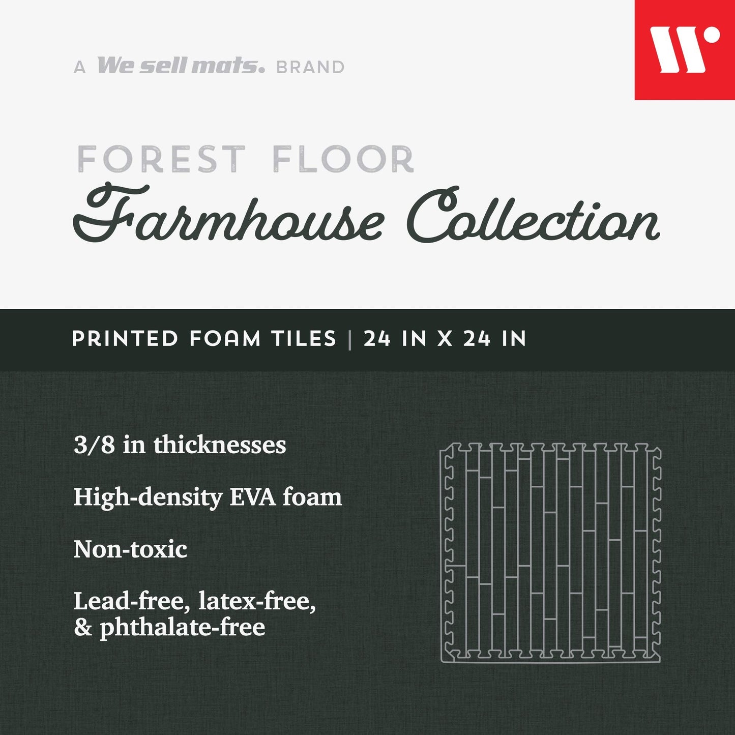 Forest Floor Farmhouse 3/8 Inch Thick Printed Foam Tiles, Premium Wood Grain Interlocking Foam Floor Mats, Anti-Fatigue Flooring – Stylish Flooring Solution, Countryside Flagstone, 100 Sq Ft