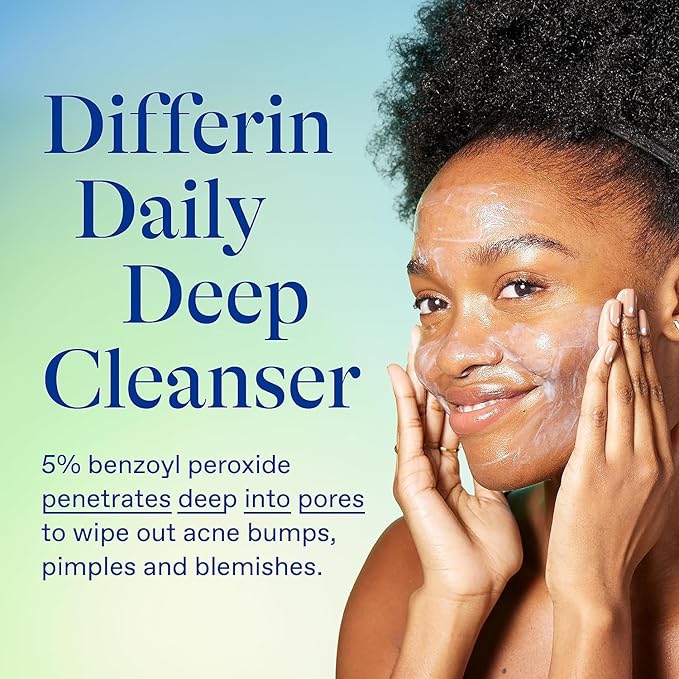 Differin Acne Skin Care Kit, Differin Gel Retinoid Acne Treatment for Face with 0.1% Adapalene & 5% Benzoyl Peroxide Face Wash & Body Wash, Designed for Pimple and Acne Prone Skin
