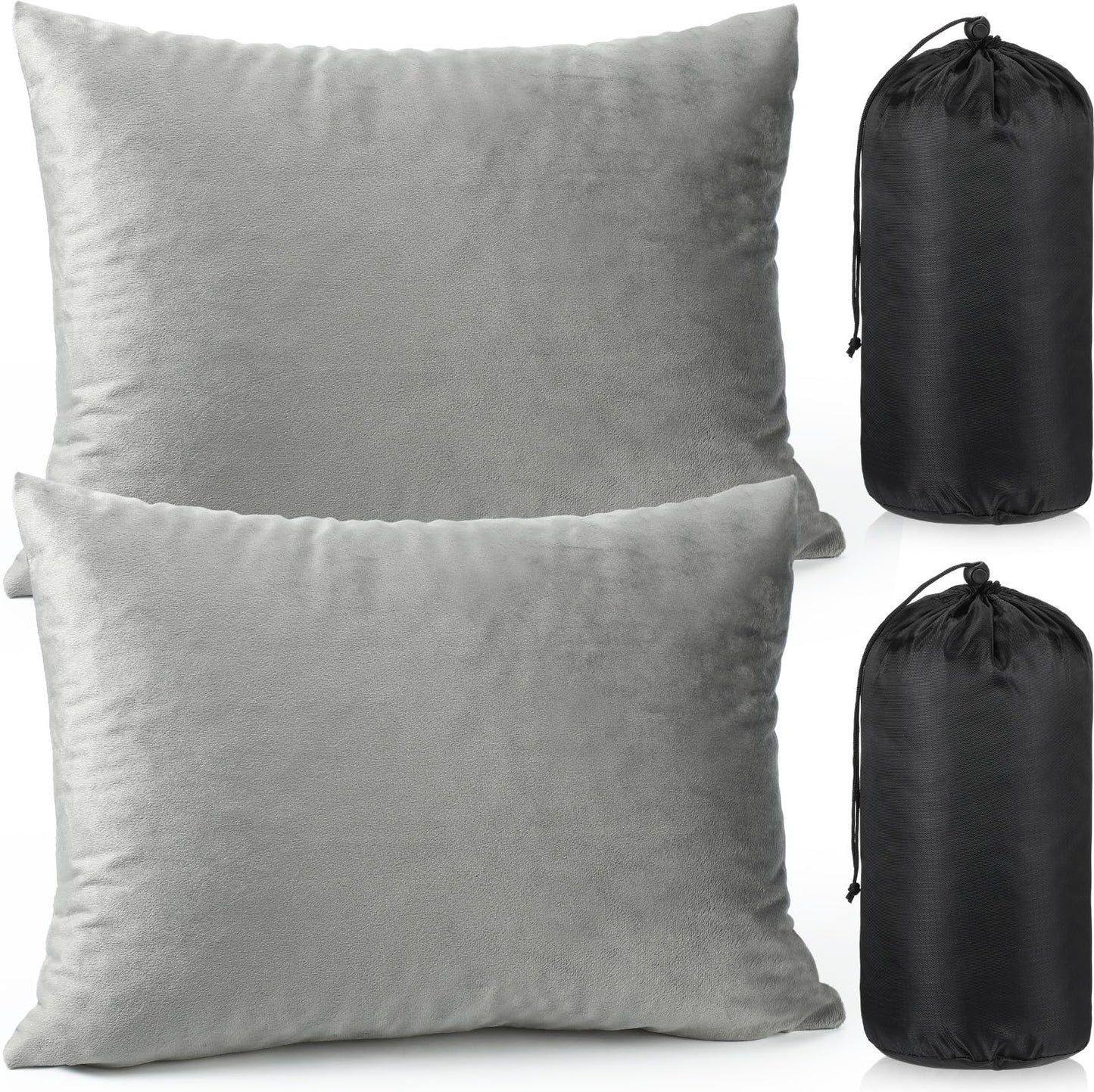 2 Pack Camping Pillow for Sleeping Shredded Memory Foam Travel Pillow with Storage Bag, Compressible Portable Pillow for Outdoor Camp Backpacking Hiking Essential Gear (Blue, Small)